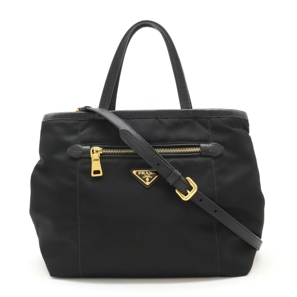 Prada Tote Tessuto Saffiano Bag Crossbody Leather NERO Black